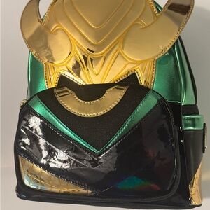 Loungefly Metallic Green and Gold Backpack